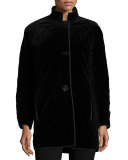 Quilted Velvet Raincoat, Black