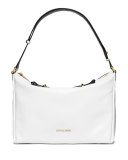 Chelsey Convertible Leather Shoulder Bag, White/Black