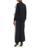 High-Waist Track-Stripe Wide-Leg Trousers