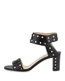 Veto Studded Leather 65mm Sandal, Black/Silver