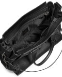 Swagger Pebbled Leather Satchel Bag, Black