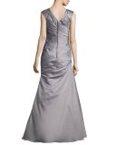 Cap-Sleeve Ruched Mermaid Gown 