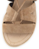 Greyson Suede Lace-Up Sandal, Taupe