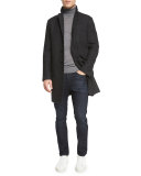 Wool-Blend Knit Crombie Coat