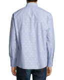 Tonal Dot-Print Long-Sleeve Sport Shirt, Light Blue
