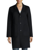 Sidney Chalk-Stripe Single-Breasted Coat, Black/White