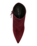 Hitimes Suede Chunky-Heel Bootie, Bordeaux 