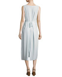 Sleeveless Bateau-Neck Silk Crepe Midi Dress