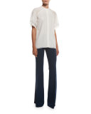 Tailored Boot-Cut Trousers, Ink Blue