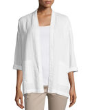Organic Cotton Open-Front Boxy Jacket, Petite 