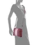 Intrecciato Small Embroidered Crossbody Bag, Bordeaux/Pink/Black