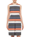 Striped Sleeveless Shift Dress, Orange Pattern