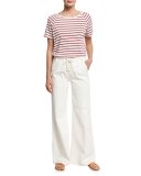 Le Capri Lace-Up Wide-Leg Jeans, Parchment