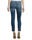 Nico Mid-Rise Distressed Skinny Ankle Jeans with Released Hem, Indigo