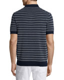 Textured-Stripe Polo Shirt, Navy