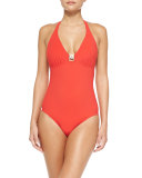 Logo One-Piece Swimsuit, Poppy Red