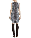 Stretch Mini Leopard Jacquard Dress, Leopard