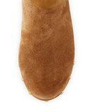 Brea Shearling Wood-Heel Boot, Chestnut