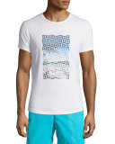 Waikiki-Print Short-Sleeve T-Shirt, White Pattern