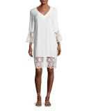 Plage et Ville Lace-Trim Tunic Dress, White