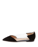 B-Drape Suede Ballerina Flat, Nero