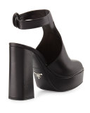 Leather Ankle-Wrap 115mm Sandal, Black (Nero)