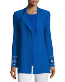 Long Knit Jacket with Grommet Detail 