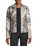 Linette Zip-Front Spiral-Print Jacquard Jacket, Multi