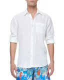 Linen Long-Sleeve Shirt, White