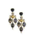18K Gold & Sterling Silver Spectrolite Chandelier Earrings