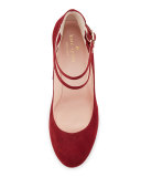 baneera suede ankle-strap pump, red chestnut