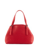 Intrecciato Medium A-Shaped Tote Bag, Red