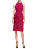 Sleeveless Ruffle-Trim Sheath Dress, Fuchsia