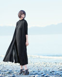 Calf-Length Silk Kimono Cardigan, Black