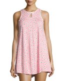 Floral-Print Keyhole Chemise, Pink Pattern