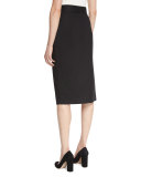 Italian Stretch-Wool Gabardine Pencil Skirt, Black