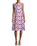 Sleeveless Floral Midi Dress, Multi