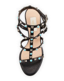 Rockstud Rolling 90mm City Sandal, Nero