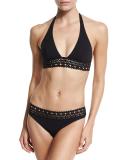 Ajourage Couture Halter Swim Top, Black