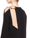 Crewneck Bow Sweater, Black/Nude