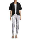 Perforated Mesh Cropped Sport Shirt, White
