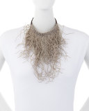 Wavy Monili Fringe Choker Necklace, Silver