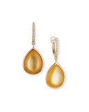 Luna Yellow Mother-of-Pearl Earrings with Diamonds in 18K White Gold