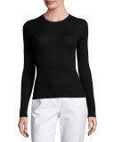 Long-Sleeve Cashmere Sweater, Black