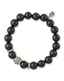 10mm Onyx & Pave Diamond Rondelle Bracelet