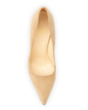 licorice suede point-toe pump, light camel