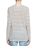 Aaron Long-Sleeve Striped Tee, Ivory