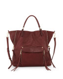 Everette Leather Satchel Bag, Burgundy