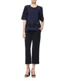 Clara Straight-Leg Cropped Trousers, Black