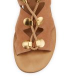 Edna Suede Lace-Up Sandal, Cipria